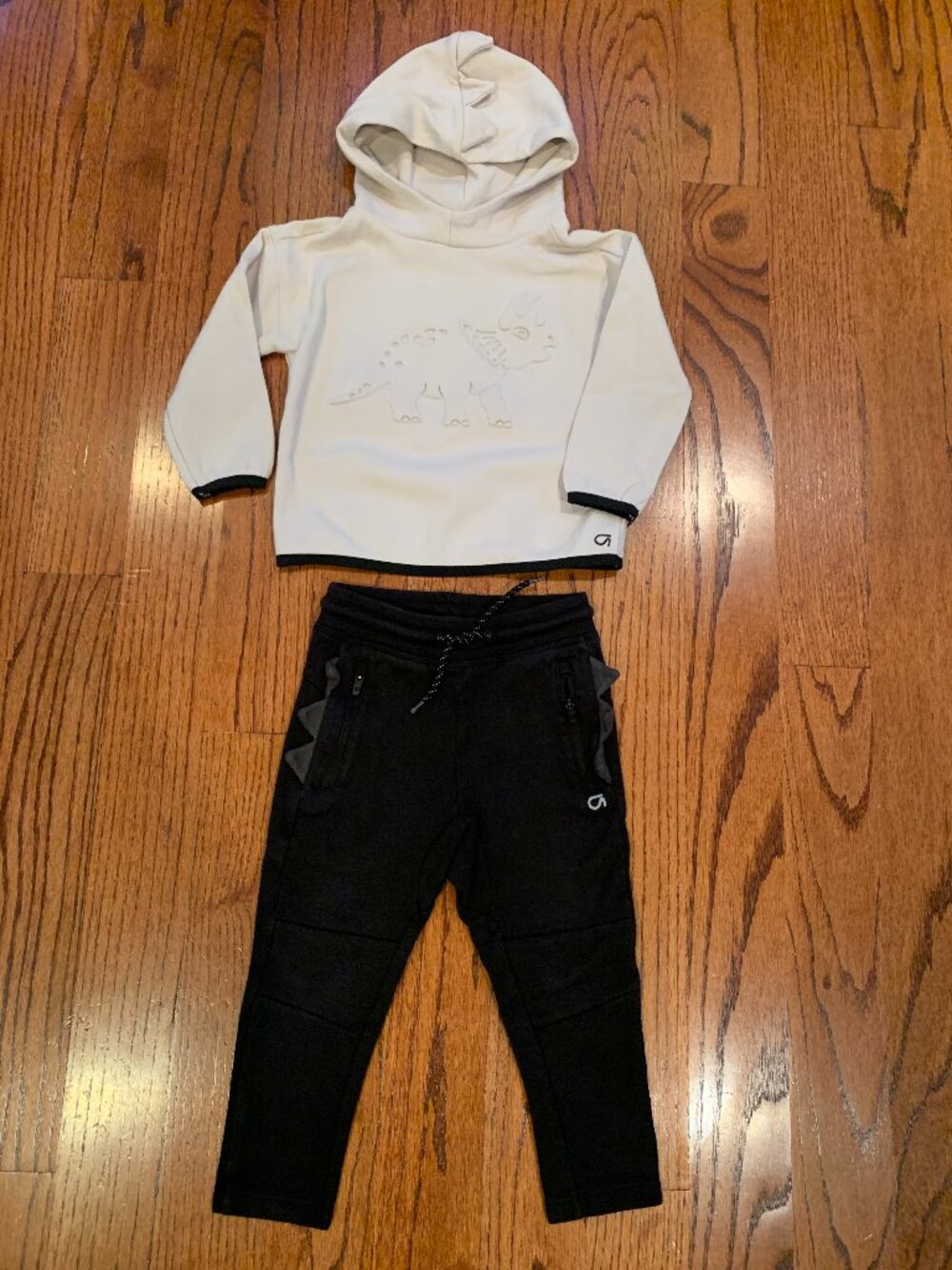 Gap Dinosaur 3D Sweatshirt Sweat Pants Set | Black & Cream | 2T